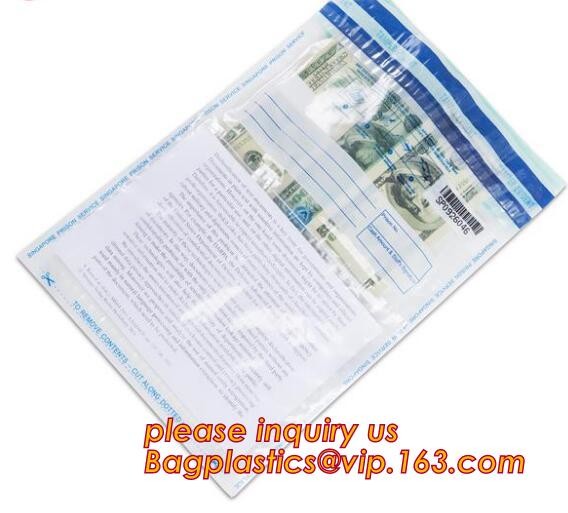Security plastic bag with adhesive tape for cash, plastic money bag, Security Money Cash Bag For Airport/Bank and police