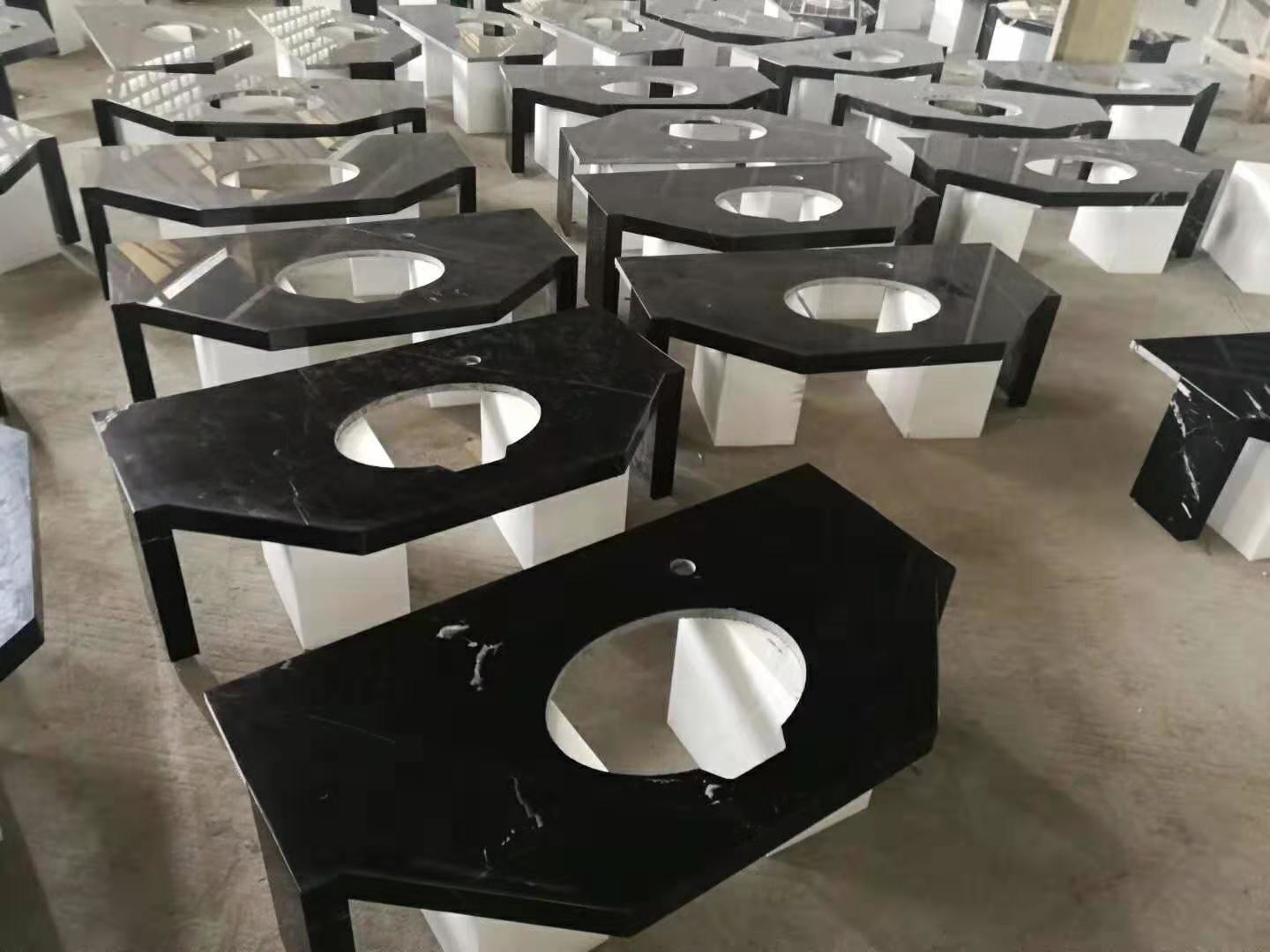 Negro Marquina Black Marble Slab And Tiles Bathroom Vanitytops For Residential Apartment