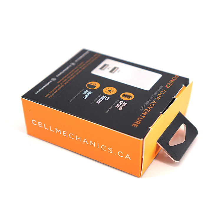 Hot Stamping Tempered Glass Packing Box Power Bank Packaging Printing With Hanger 82mm*46mm*97mm