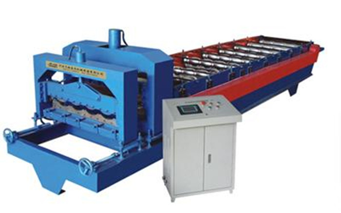 380V 60HZ Blue Glazed Tile Roll Forming Machine Making 828mm Waveform Tile