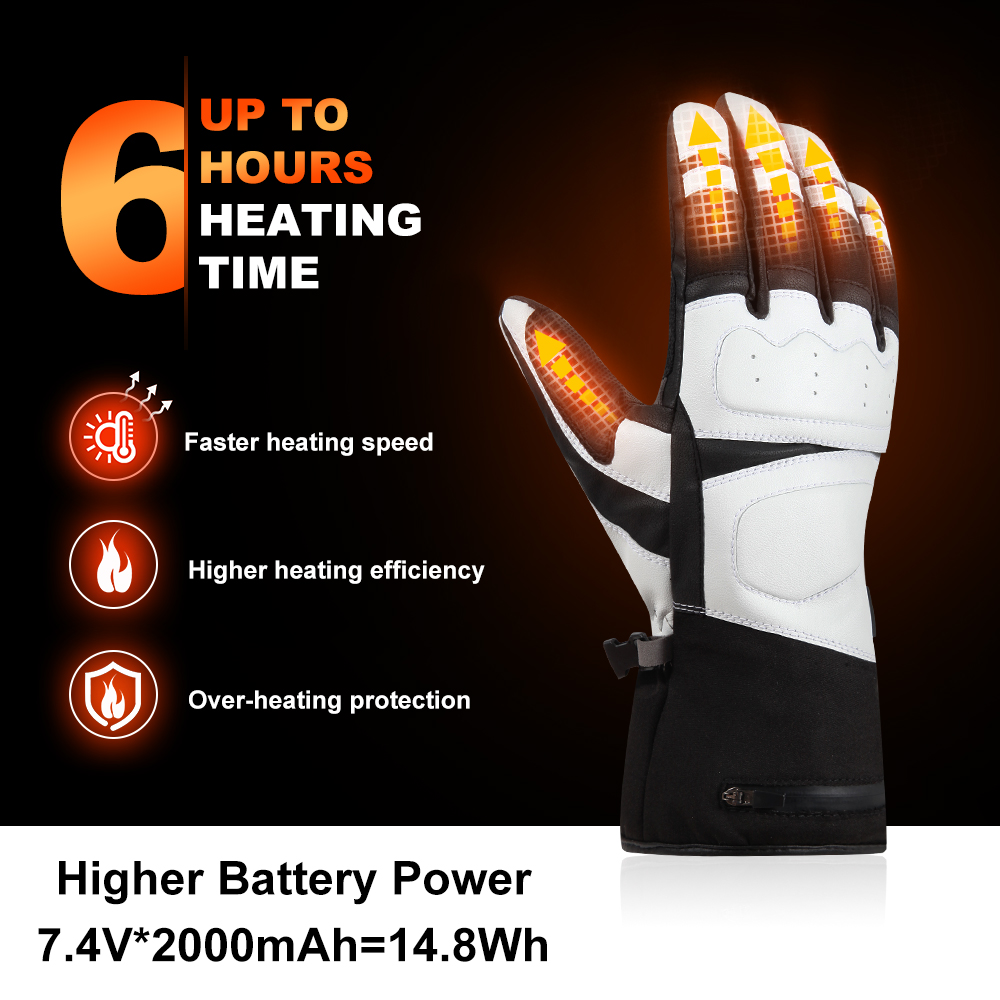 Outdoor Winter Rechargeable Battery Heated Ski Gloves For Men 7.4V Lithium USB