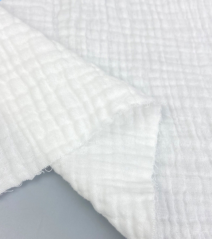 Natural 40S Combed Cotton Crepe Gauze Fabric Two Layer Dribble Towel