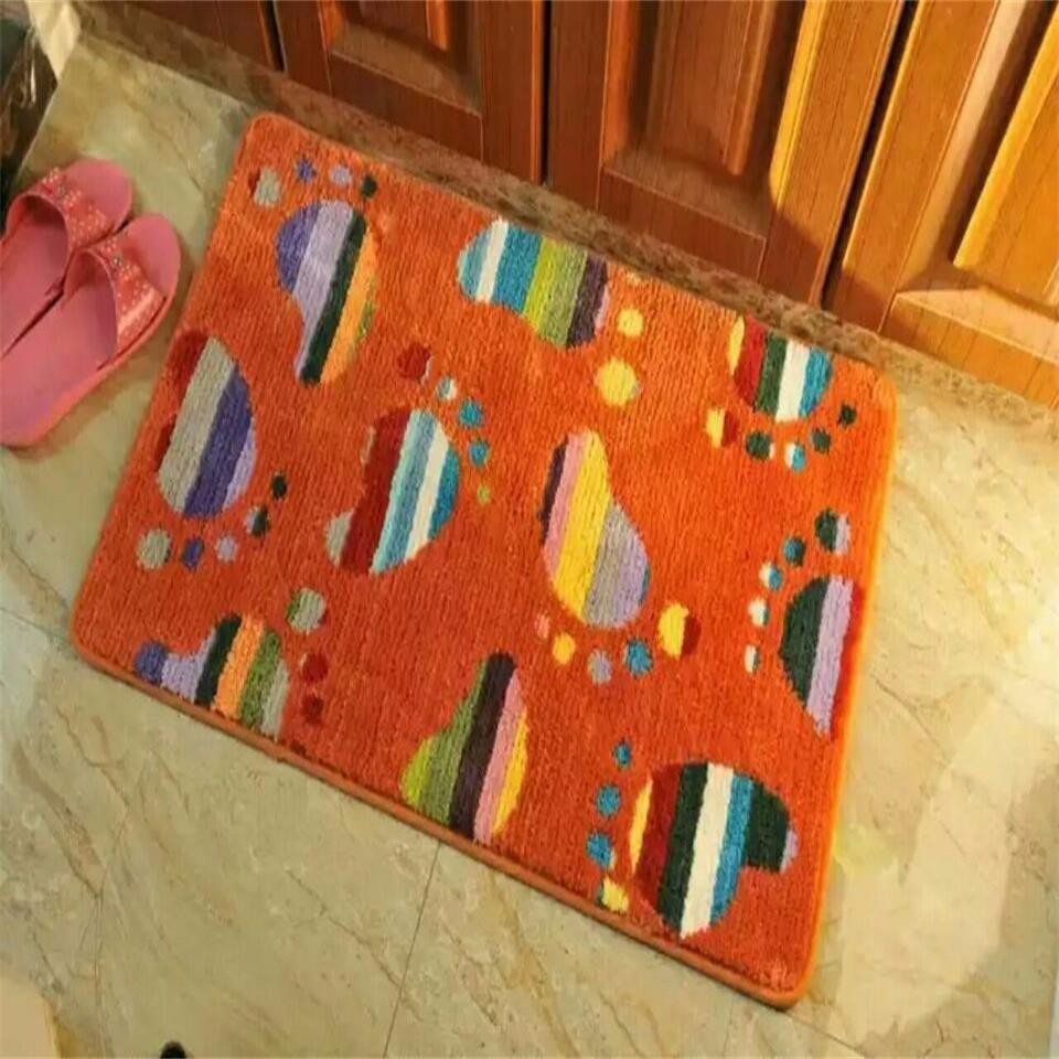 Polyester hand tufted pattern modern bath room mat with latex backing