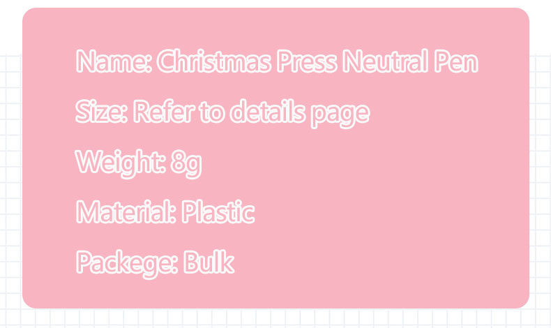 Cartoon Plastic Gel Pen 0.5mm Christmas Constant Ink Press Signature Neutral Pen