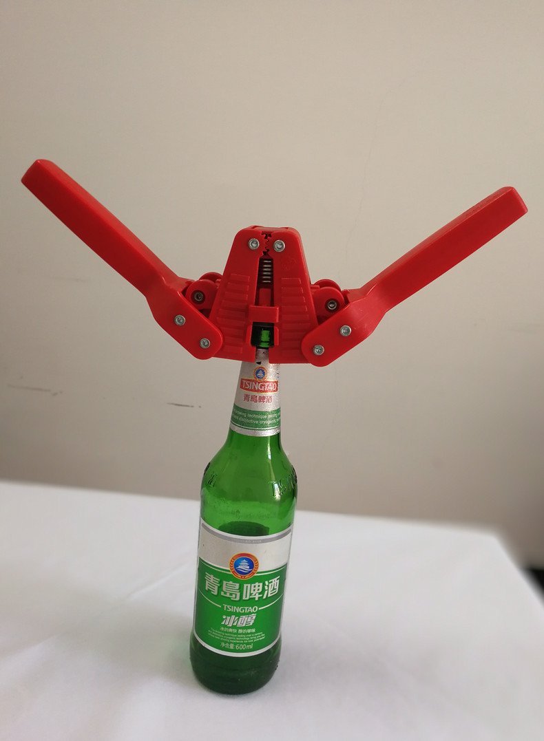 Double Lever Manual Bottle Capper Plastic Red Color With Built In Magnet