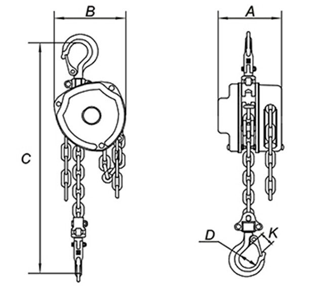 Light Weight 5 Ton Chain Pulley Block , Chain Fall Hoist Small Manual Tension