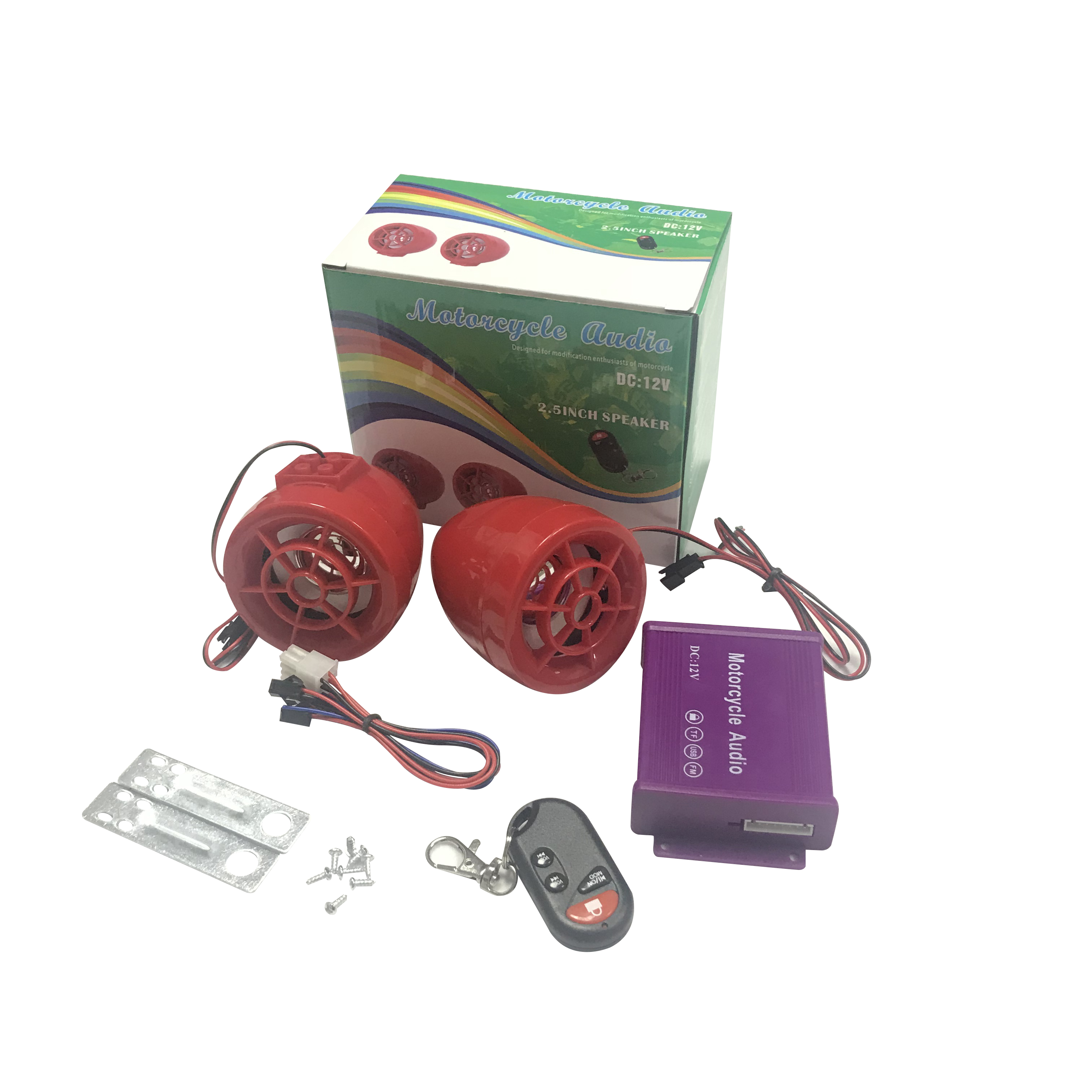 Plastic DC12V Motorcycle Sound System , 100M 2.5inch Motorbike Music Player