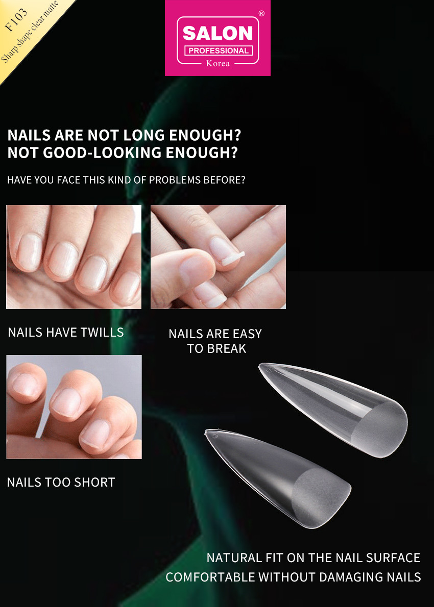 Sharp Shape Nail Tips 500 PCS Natural Acrylic Fake Nail Kit For Nail Extensions