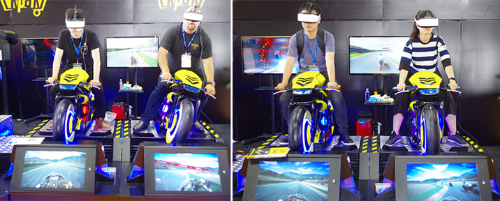 Black Yellow VR Motorcycle Simulator Galvanized Steel Square Tubing Frame Space Saving