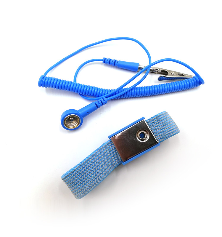 Anti - Allergic Esd Products Wrist Strap Washable Blue Color 10e9 Surface Resistance