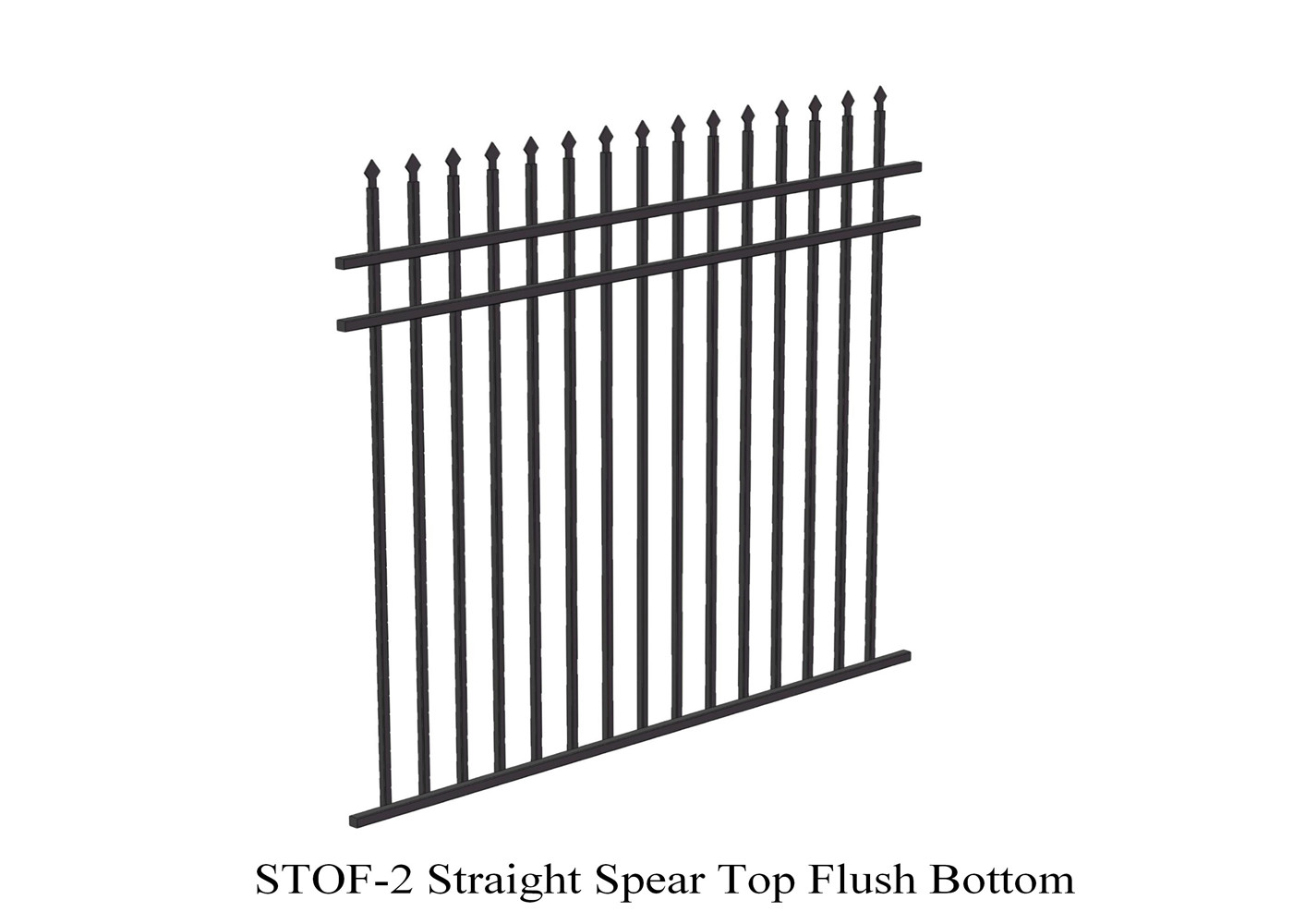 Garrison Fence 3 Rails Stright crimped Spear ,Bottom Flush Rails 1800mm x 3000mm stain black dupont powder
