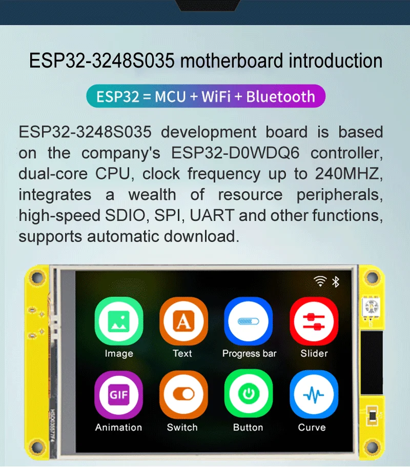 Resolution 320x480 TFT Display Module 5V Operating Voltage Wide Viewing Angle 3.5'' ESP32-3248S035N