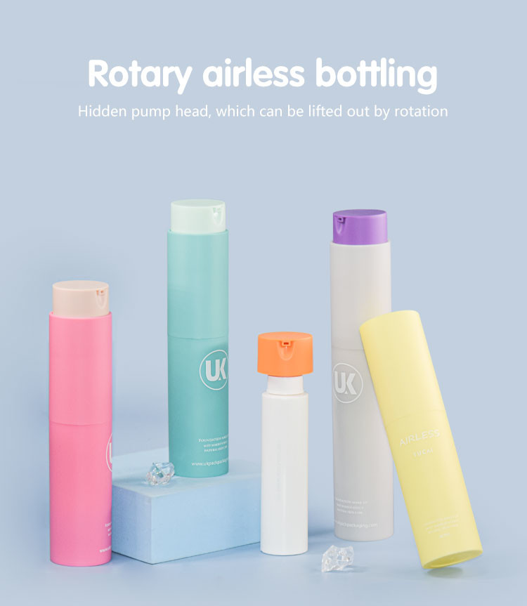 Refillable PP Custom Color Rotary Replaceable Airless Pump Bottles 30ml 50ml