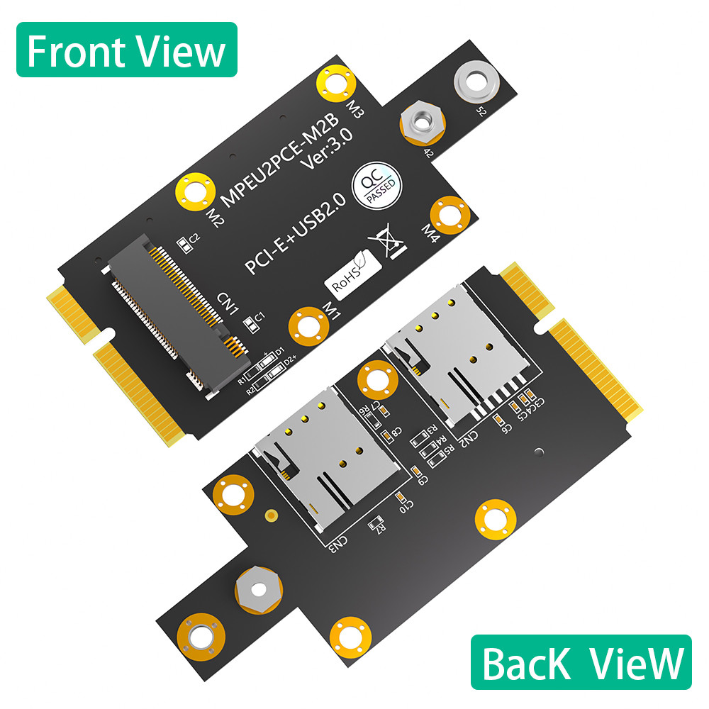 Mini PCI-E to NGFF M.2 B-Key Adapter with Dual NANO SIM Card Slot 3G/4G/5G WWAN Module in Stock