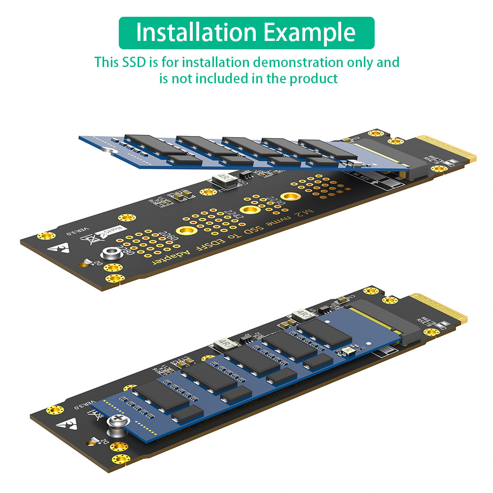 Ruler 1U GEN-Z EDSFF E1.S Interface to NGFF M.2 Key-M M2 NVMe SSD Converter Adapter Card