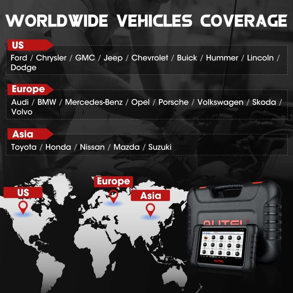 Autel MaxiPRO MP808BT Full System Diagnostic Tool with Complete OBD1 Adapters Support Wireless Upgrade Version of MP808