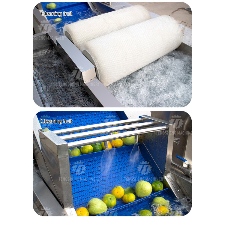 250KG Large vegetable cleaning machine multi-functional stainless steel fruit and vegetable bubble brush cleaning