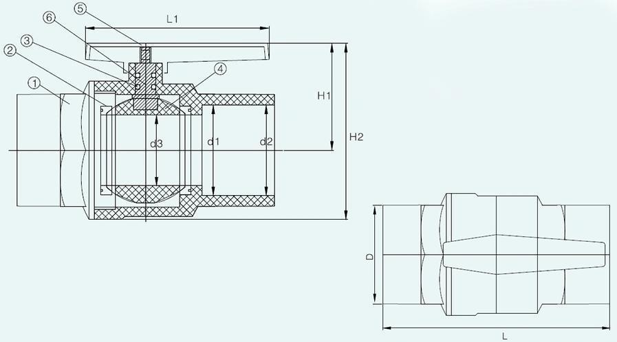 Stainless Steel Handle Plastic PVC 2 Pieces Ball Valve with Socket/Threaded End