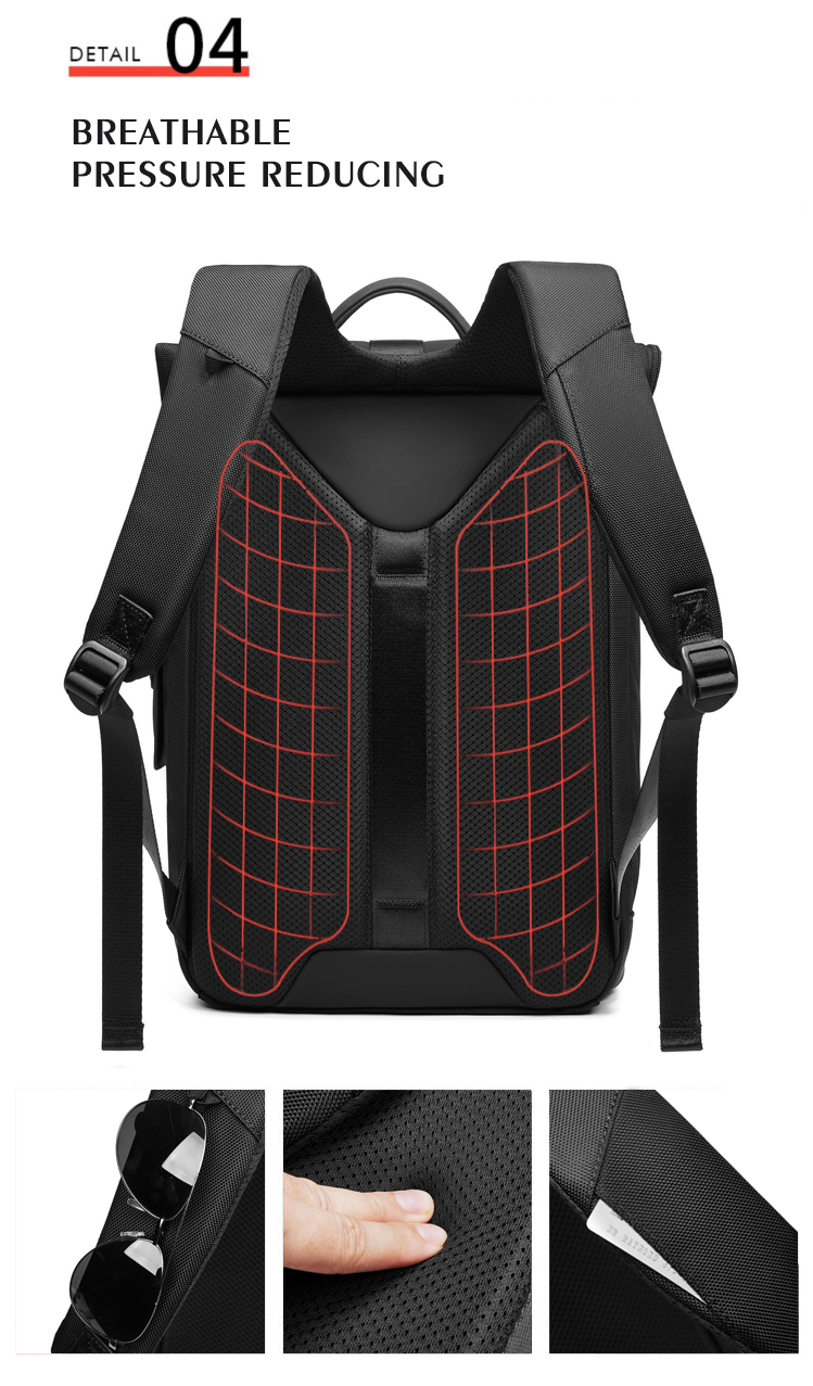 Male Daily Used Waterproof Smart Backpack 20-39 Litre Wear Resistance