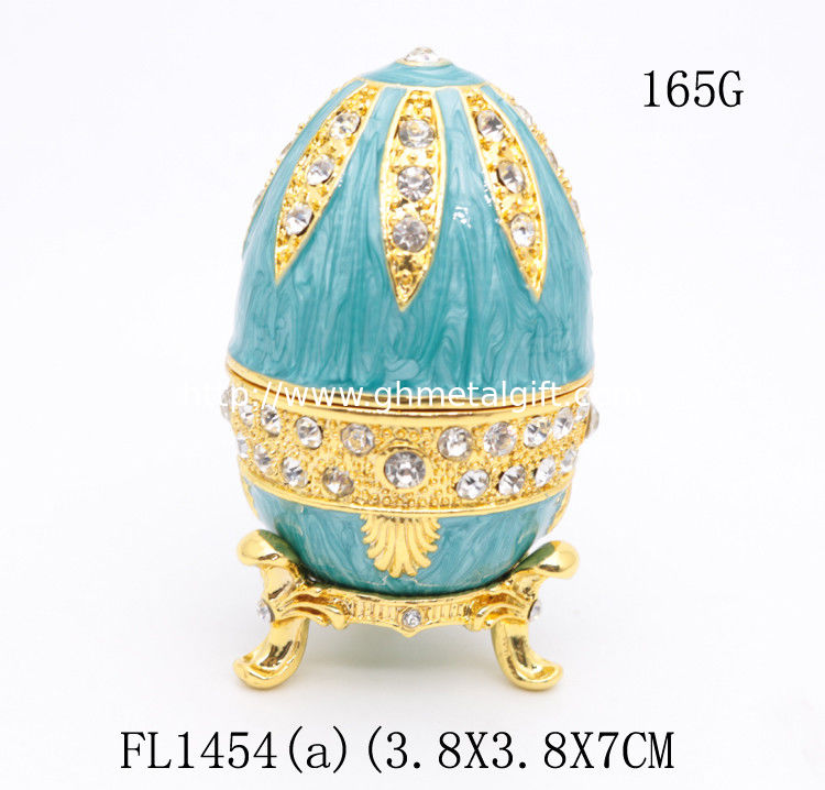 Russian Faberge Easter Egg Vintage Style Easter Egg Box Egg with Rich Enamel Sparkling Rhinestone Jewelry Trinket Box