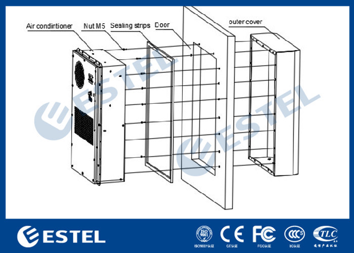 Door Mounted Outdoor Cabinet Air Conditioner 220VAC Power Supply 65dB Noise