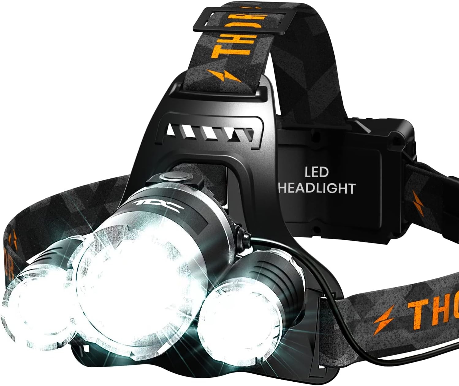 Rechargeable Headlamp, 8 LED 18000 Lumen Bright Headlamp with Red Light, IPX4 Waterproof USB Headlight, Head Lamp