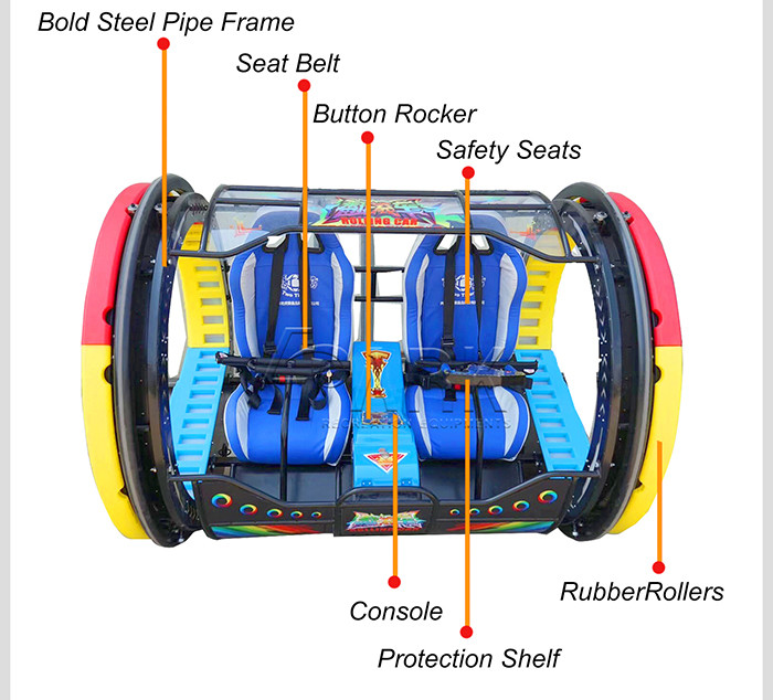 48V / 20A Rolling Car Game Machine With Seats In Playground And Amusement Center