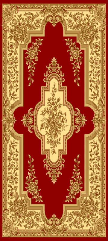 100 Polypropylene Red Wilton Carpet Jacquard Style Shaggy Pattern