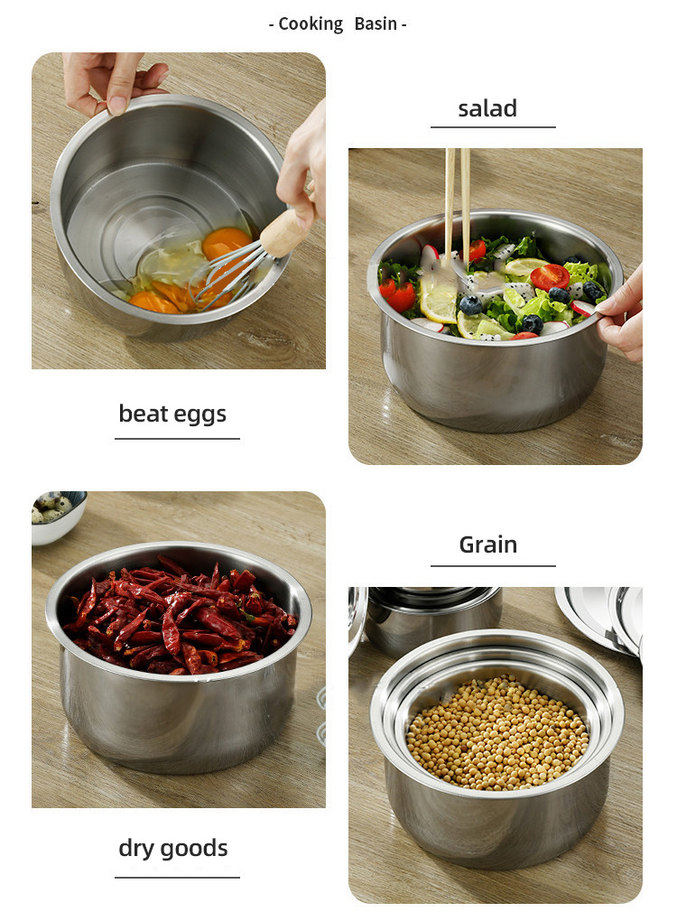 Hot Selling Kitchen 5 Pcs Cooking Pot 410 Stainless Steel Cookware Set Kitchen Soup Stock Pot Set