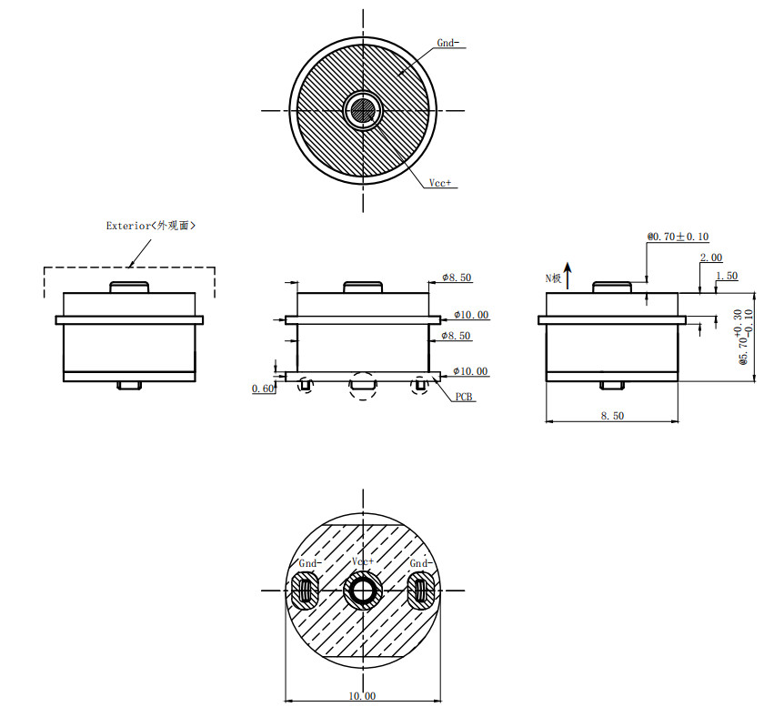 2A Round Magnetic Connector Gold Plating Magnetic Power Connector 2 Pin