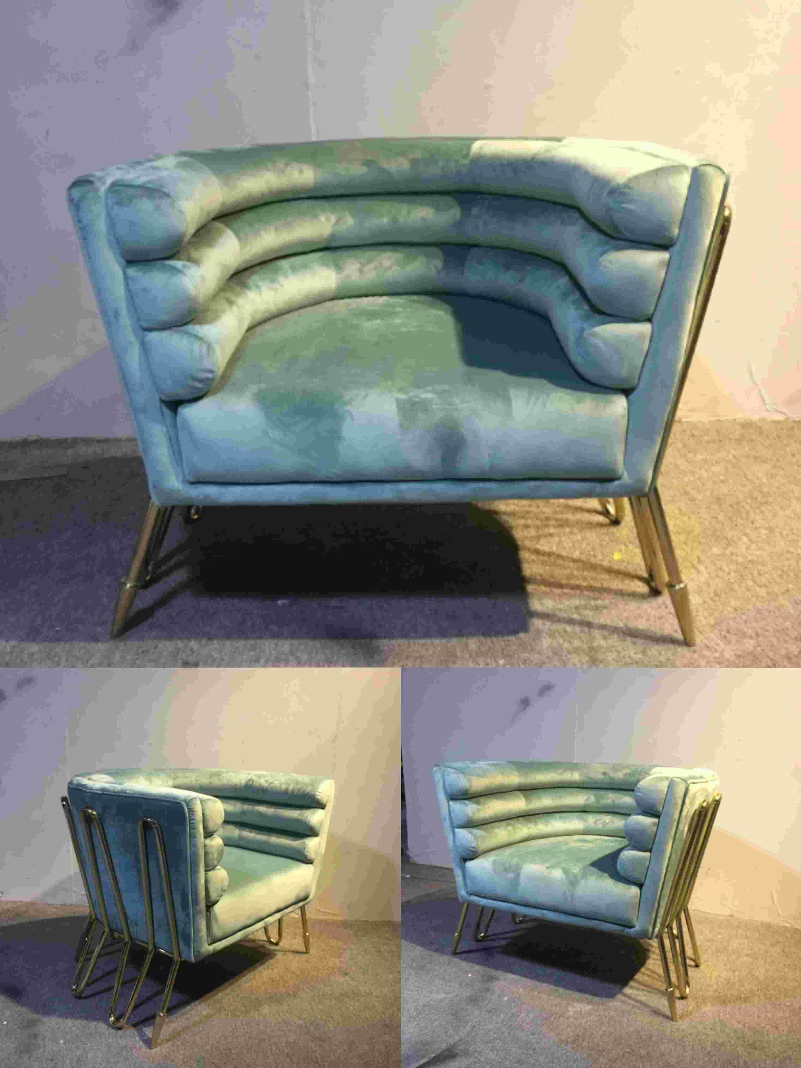 Modern Nordic Style Star Hotel Velvet Armchair for Lounge Reception Area