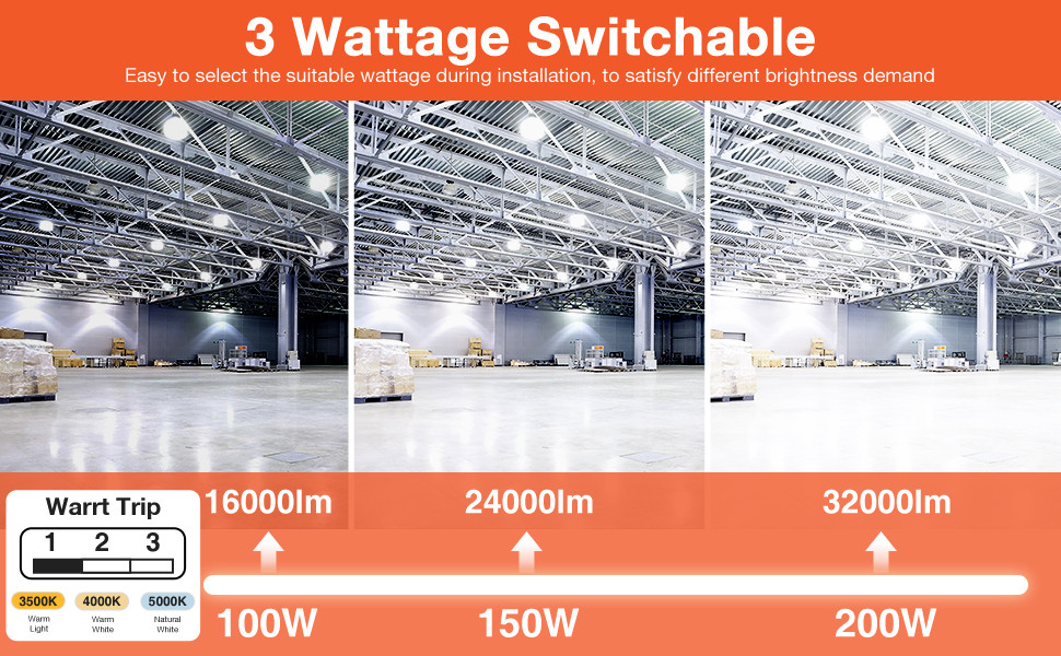 150lm/W LED UFO Highbay Light IP65 With Adjustable Wattage Color Temperature