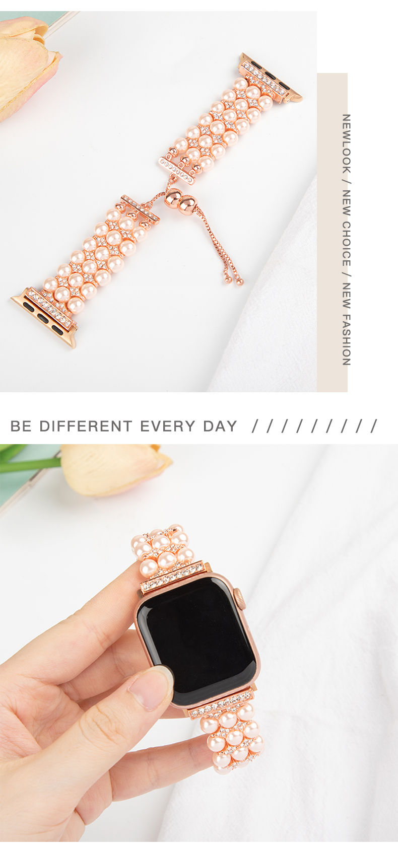 Function Fashionable Watch Strap Beaded Apple Watch Bands for iWatch Series 8 7 6 5