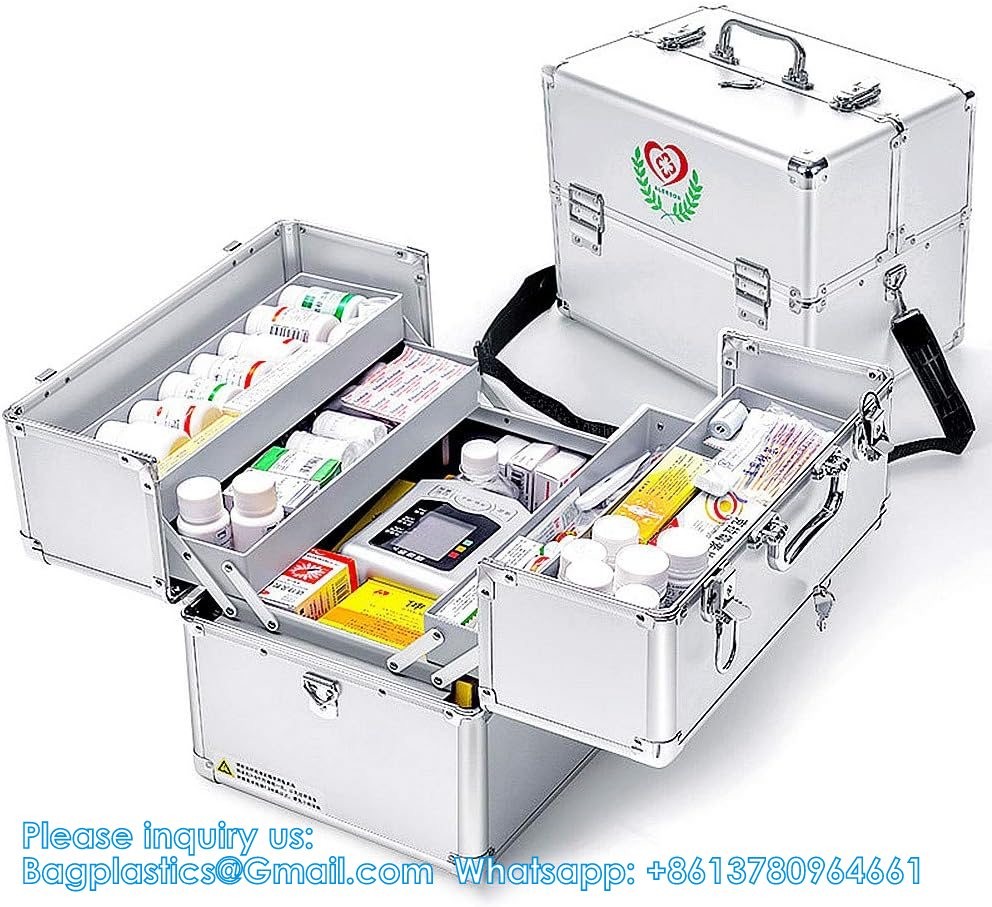 First Aid Kit Lockable First Aid Box Security Lock Medicine Storage Box With Portable Handle,Medication Lock Box