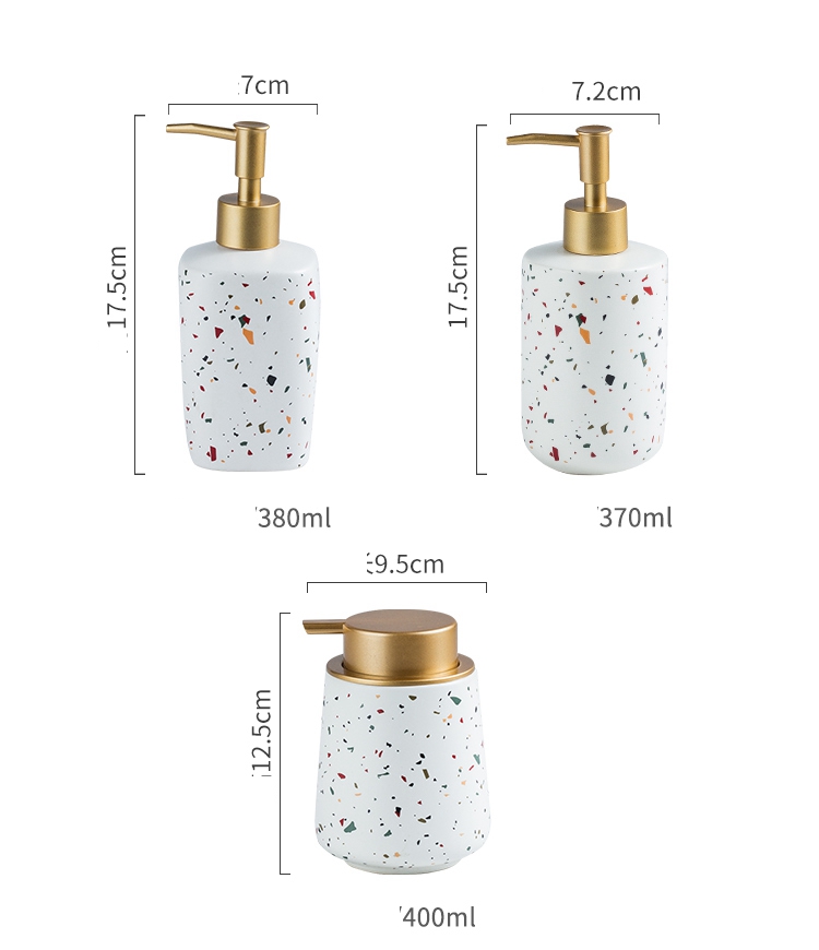Luxury Ceramic Bathroom Set Soap Bottle For Shampoo Liquid Lotion