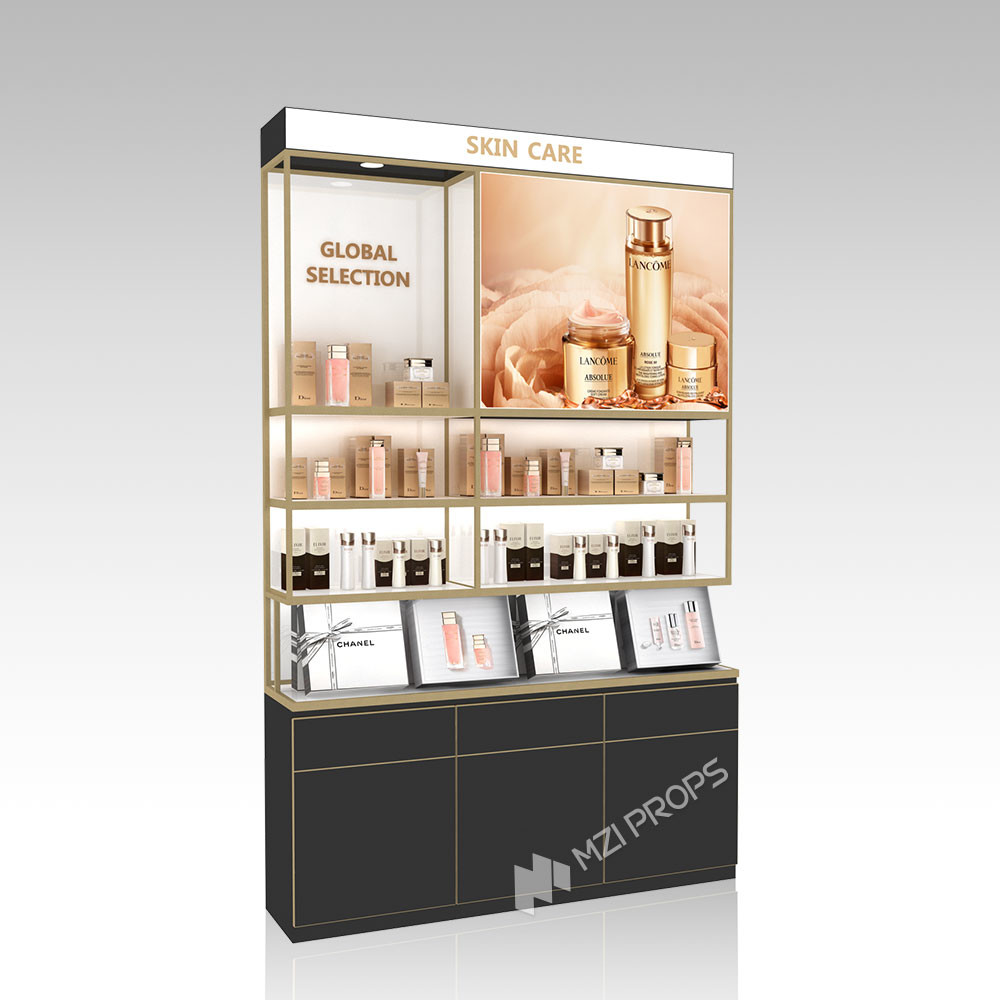 DYaS-VK-5 Skincare Display Cabinet with 3mm Acrylic Light Box and Engraved Pattern