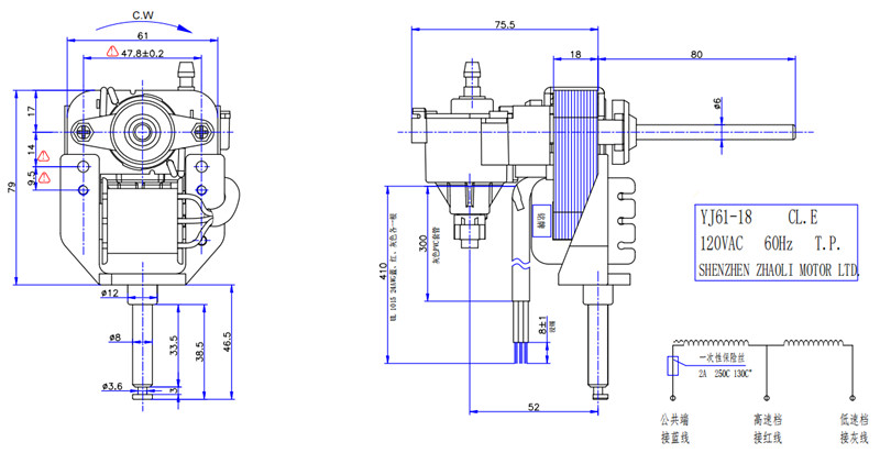 60hz Gearbox 220v Shaded Pole Motor For Oscilating Stand Fan