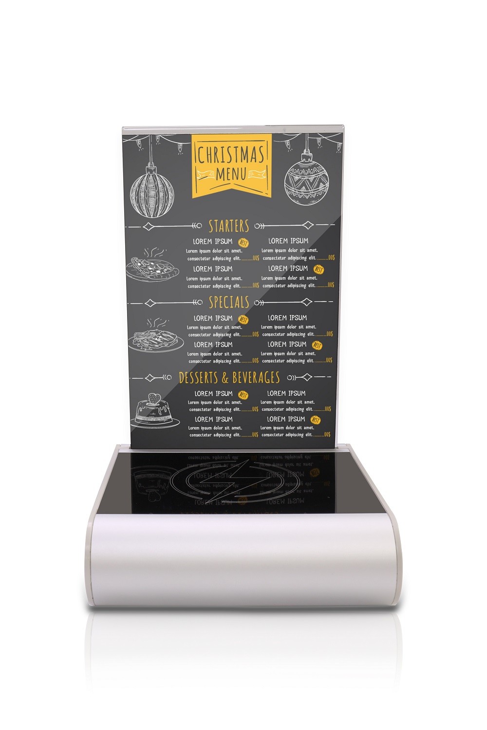Coffee Shop / Hotel Table Top Mobile Charing Menu Power Bank Low Power Consumption
