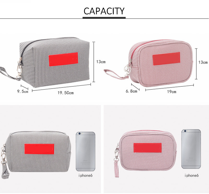 Portable Small Canvas Waterproof Wash Bag Pouch Bag with Zipper