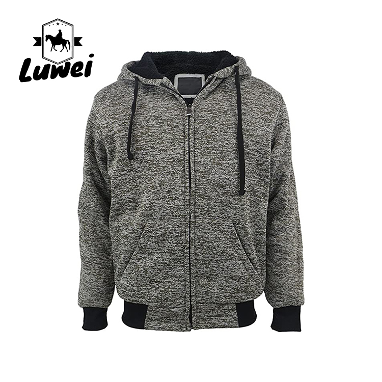 Streetwear Embroidered Heavy Cotton Logo Drawstring Soft Knitted Men's Hoodies & Sweatshirts With Zipper