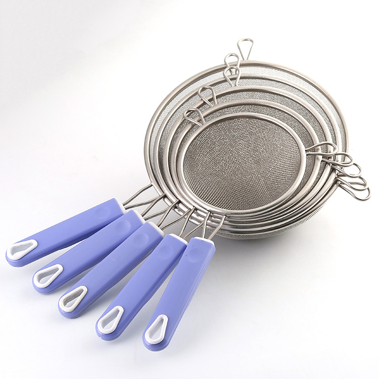 Kitchen utensils stainless steel coarse strainer with plastic handle