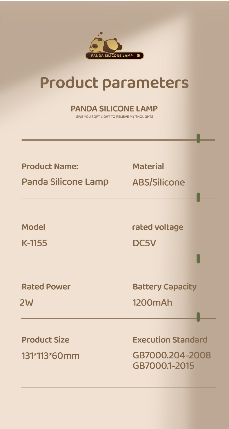 Factory customization silicone night light panda Usb Rechargeable Table Led Lamp Night Light Silicone Night Lights For Kids Room