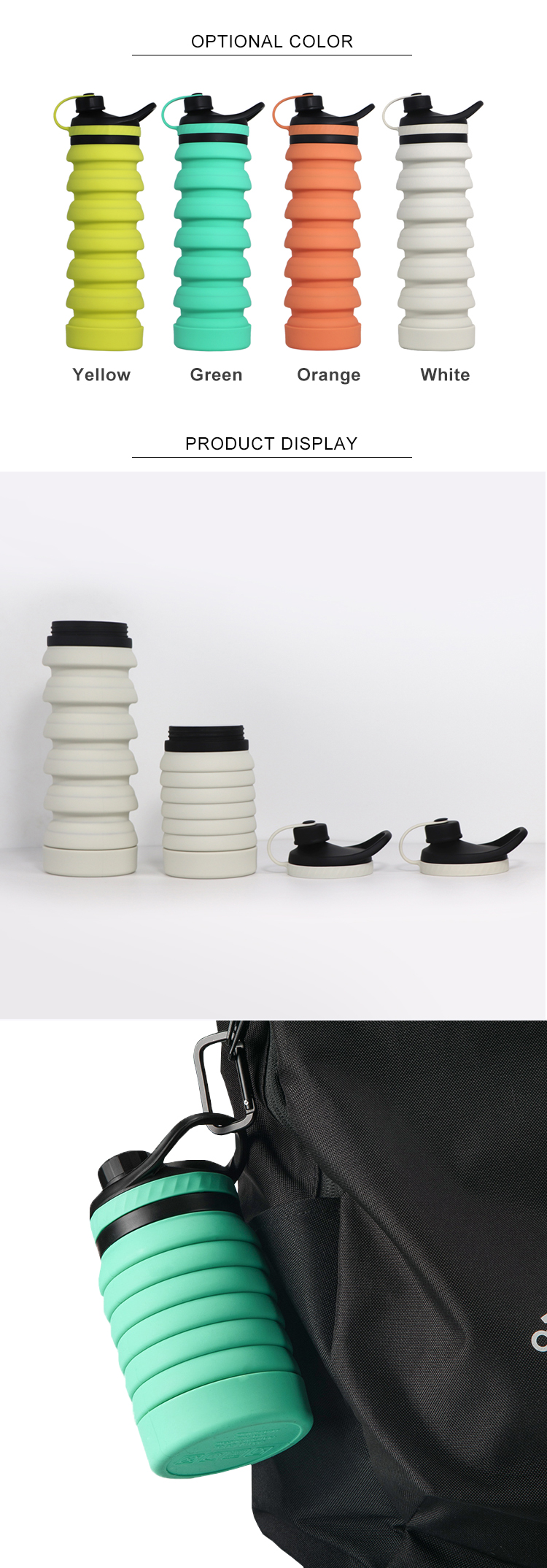 Expandable Leakproof 800ML Foldable Silicone Bottle