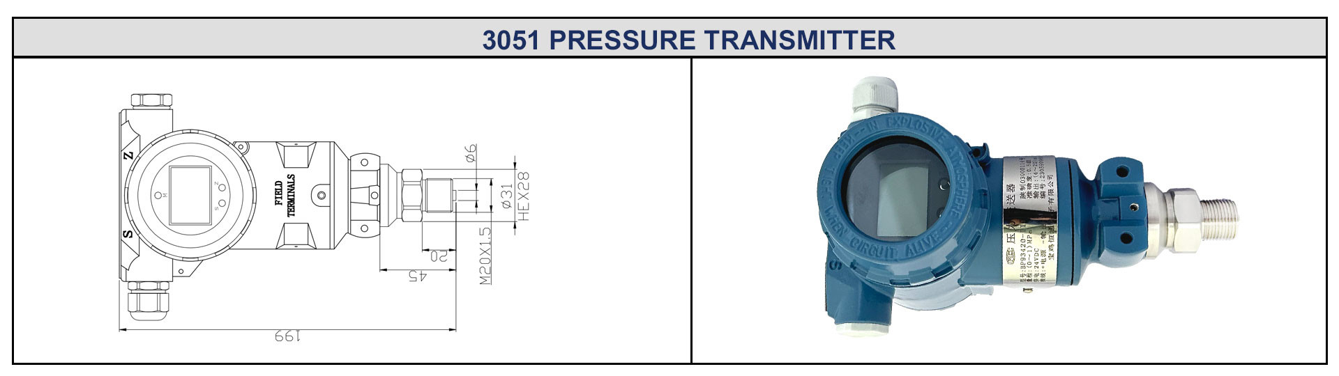 Industrial Pressure Sensor Transmitter For Hydraulic And Pneumatic Control Systems
