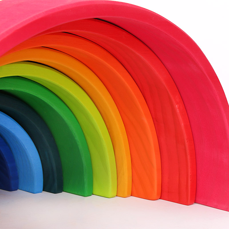 Brown 18cm Rainbow Wooden Building Blocks Toy Creative Educational