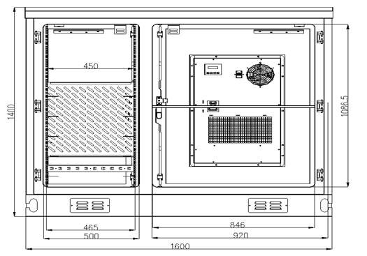 Two Bays Outdoor Telecom Cabinet Equipment Anti-Corrosion Powder Coating