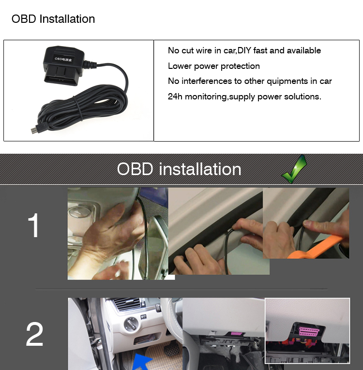 Cars OBD Charging Cable 24 64Awg 5V/2A OBD2 16pin To Right Angle Micro 5P Diagnostic Tool