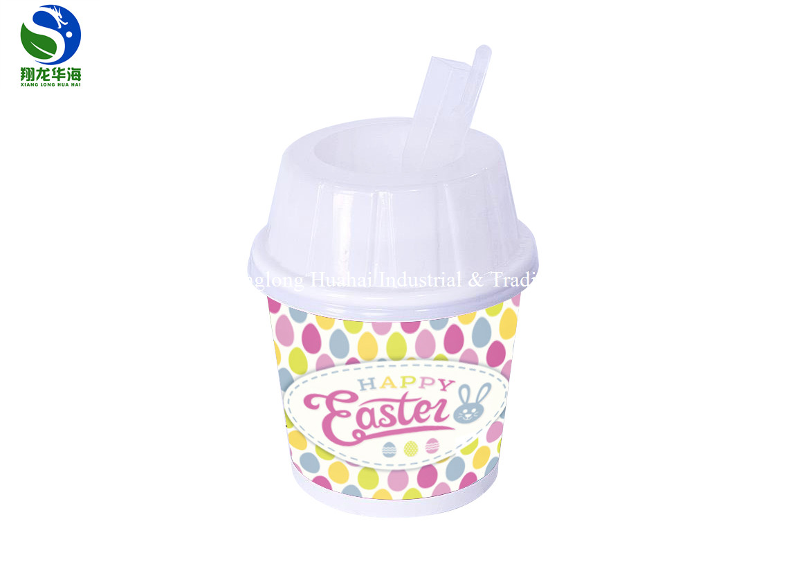 Disposable Frozen Yogurt Paper Ice Cream Cups PP Biodegradable Ice Cream Containers