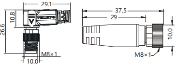 IP67 M8 Connector Harness Double End Precast Wire Harness PNP Belt LED Lamp Male Bend / Female Straight 4P PVC 5m