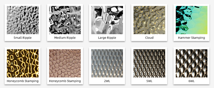 0.25mm Gold Color Water Ripple Stainless Steel Sheet Customizable Size Color Decorative Ceiling Panels